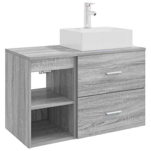 Комплект мебели за баня 2 pcs Сив Сонома Инженерна дървесина