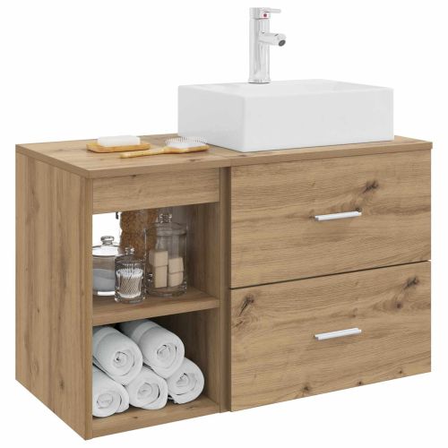 Комплект мебели за баня 2 pcs Дъб артизан Инженерна дървесина