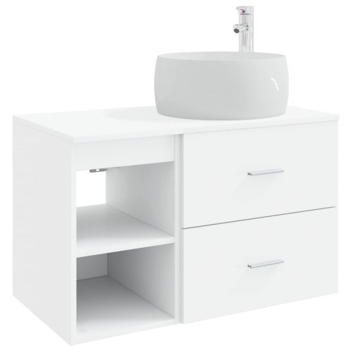 Комплект мебели за баня 2 pcs Бяло Инженерна дървесина