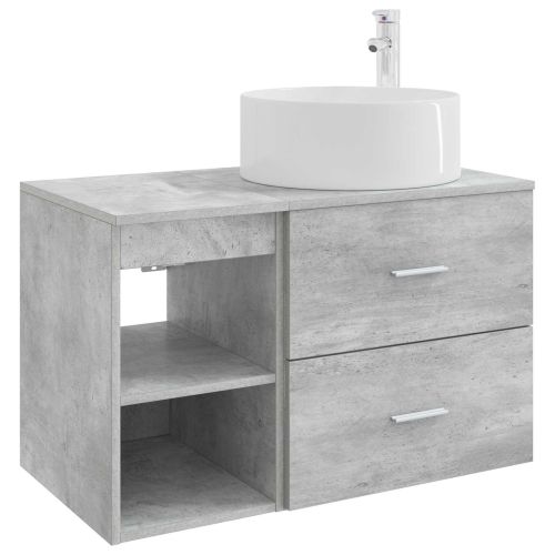 Комплект мебели за баня 2 pcs Бетонно сиво Инженерна дървесина