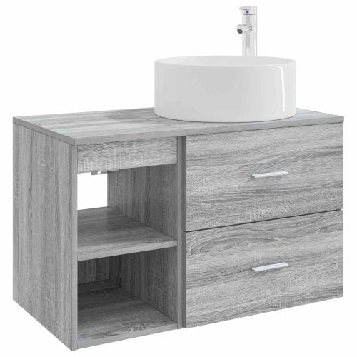 Комплект мебели за баня 2 pcs Сив Сонома Инженерна дървесина