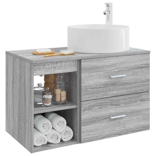 Комплект мебели за баня 2 pcs Сив Сонома Инженерна дървесина