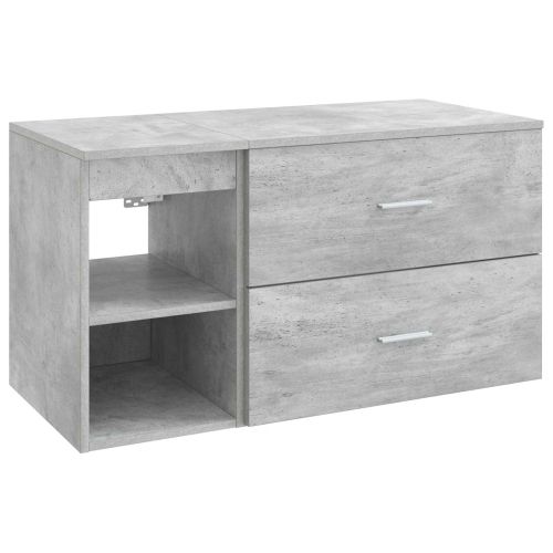 Комплект мебели за баня 2 pcs Бетонно сиво Инженерна дървесина