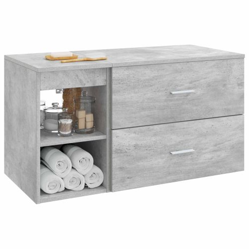Комплект мебели за баня 2 pcs Бетонно сиво Инженерна дървесина