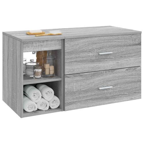 Комплект мебели за баня 2 pcs Сив Сонома Инженерна дървесина