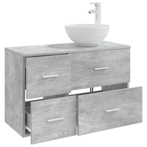 Комплект мебели за баня 2 pcs Бетонно сиво Инженерна дървесина