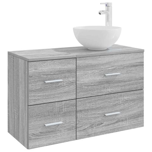 Комплект мебели за баня 2 pcs Сив Сонома Инженерна дървесина