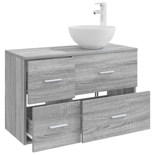 Комплект мебели за баня 2 pcs Сив Сонома Инженерна дървесина