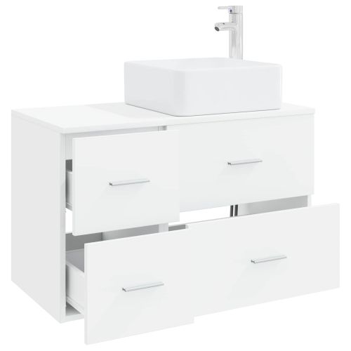Комплект мебели за баня 2 pcs Бяло Инженерна дървесина