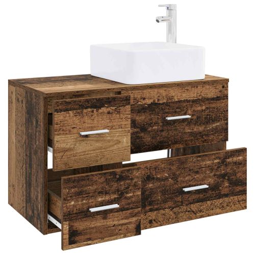 Комплект мебели за баня 2 pcs Старо дърво Инженерна дървесина