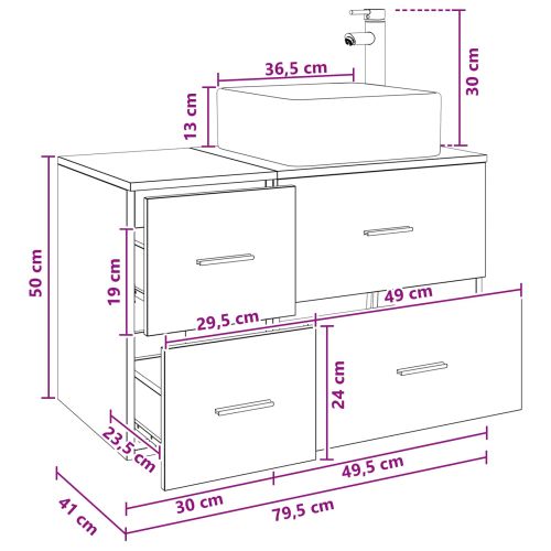 Комплект мебели за баня 2 pcs Старо дърво Инженерна дървесина