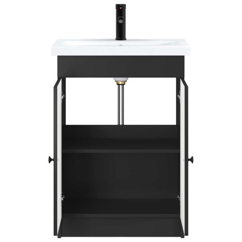 Комплект мебели за баня Черно 56 x 37,5 x 81 см