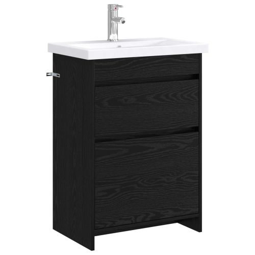 Комплект мебели за баня Черен дъб 61 x 40 x 84,5 см