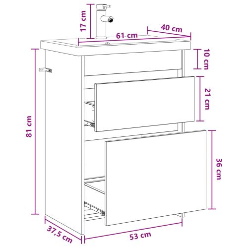 Комплект мебели за баня Дъб сонома 61 x 40 x 84,5 см