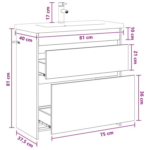Комплект мебели за баня Сив Сонома 81 x 40 x 84,5 см