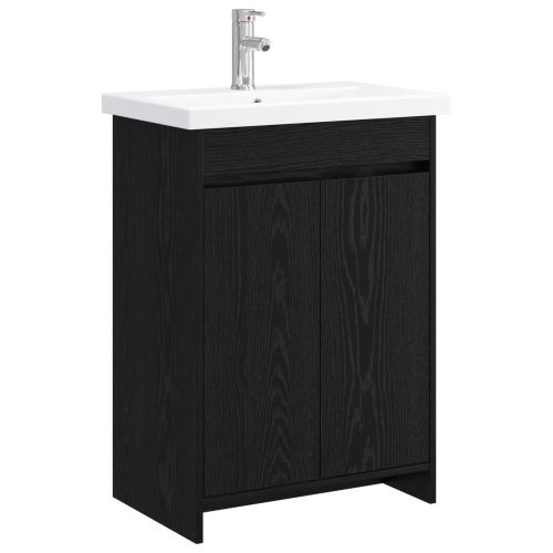 Комплект мебели за баня Черен дъб 61 x 40 x 84,5 см