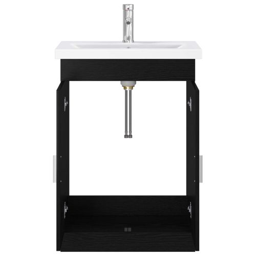 Комплект мебели за баня Черен дъб 61 x 40 x 84,5 см
