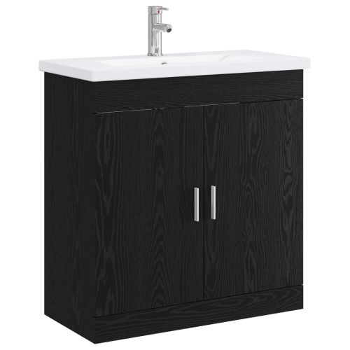 Комплект мебели за баня Черен дъб 81 x 40 x 84,5 см