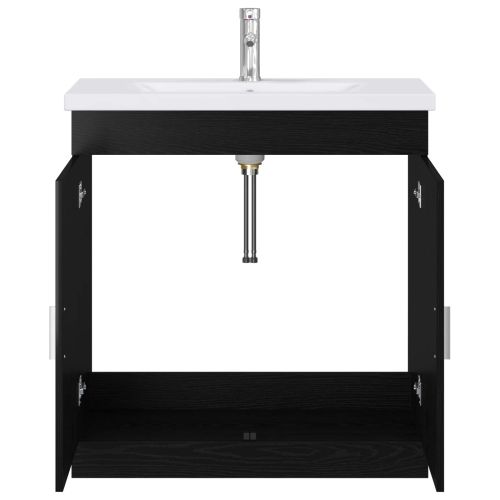Комплект мебели за баня Черен дъб 81 x 40 x 84,5 см