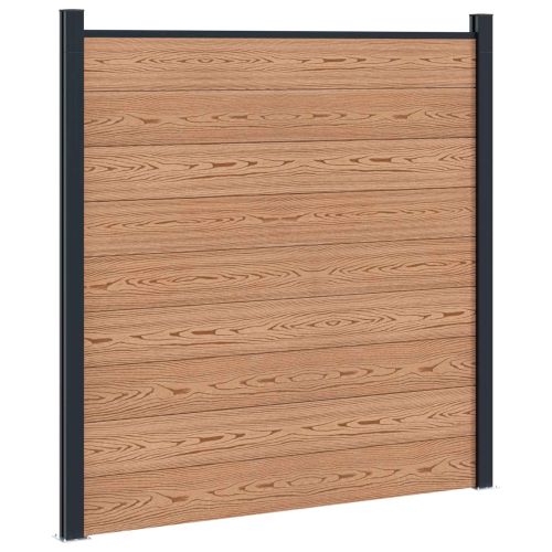 Панел на ограда 10 pcs WPC и алуминий Кафяво