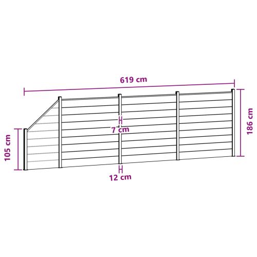 Панел на ограда 4 pcs WPC и алуминий Черно