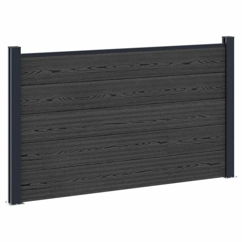 Панел на ограда 4 pcs WPC и алуминий Черно