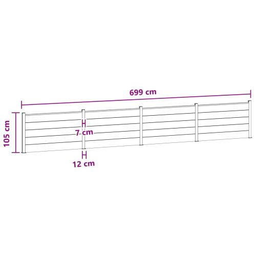 Панел на ограда 4 pcs WPC и алуминий Черно