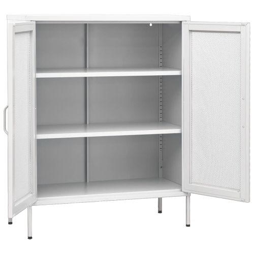 Шкаф за съхранение, бял, 80х35х101,5 см, стомана