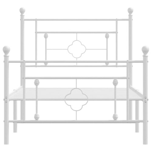 Метална рамка за легло с горна и долна табла, бяла, 100x200 см