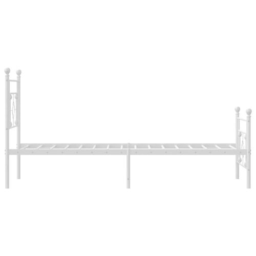 Метална рамка за легло с горна и долна табла, бяла, 100x200 см