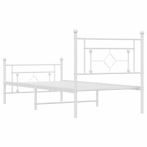 Метална рамка за легло с горна и долна табла, бяла, 100x200 см
