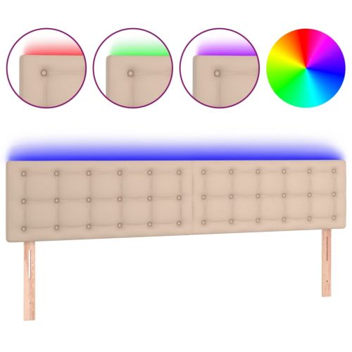 LED Горна табла за легло, капучино, 160x5x78/88 см