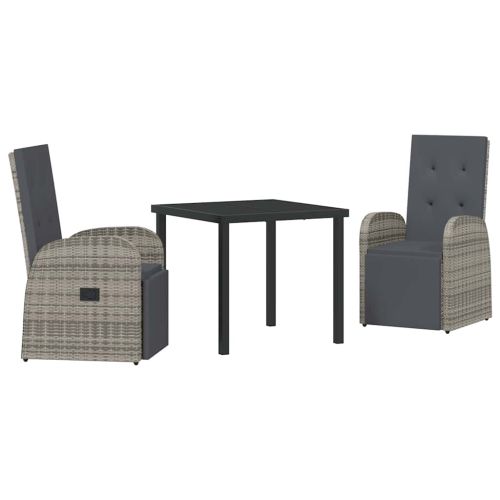 Комплект за хранене в градината 3 pcs Сив полиратан