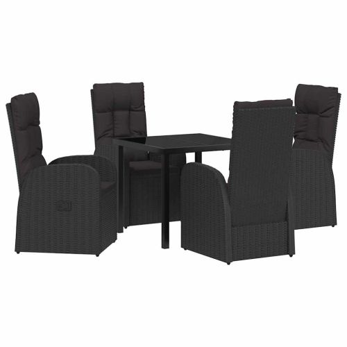 Комплект за хранене в градината 5 pcs Черно полиратан