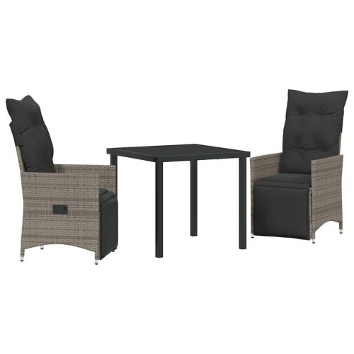 Комплект за хранене в градината 3 pcs Сив полиратан
