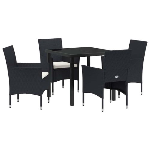 Комплект за хранене в градината 5 pcs Черно полиратан