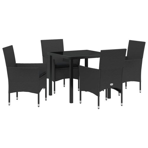 Комплект за хранене в градината 5 pcs Черно полиратан