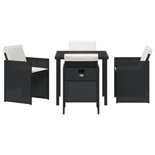 Комплект за хранене в градината 5 pcs Черно полиратан