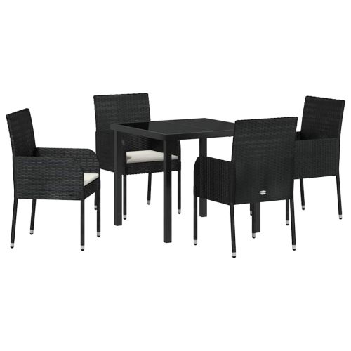 Комплект за хранене в градината 5 pcs Черно полиратан