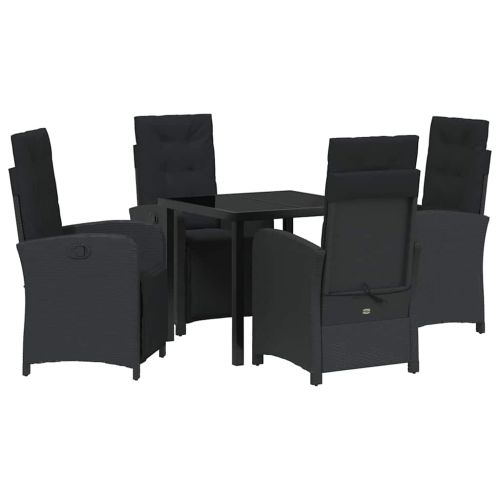 Комплект за хранене в градината 5 pcs Черно полиратан