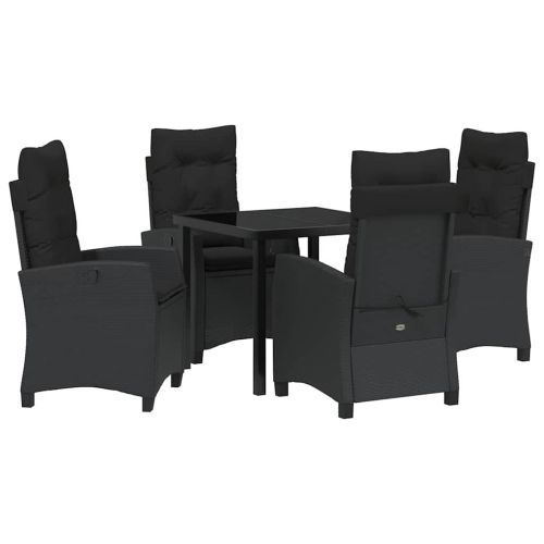 Комплект за хранене в градината 5 pcs Черно полиратан