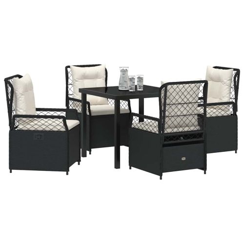 Комплект за хранене в градината 5 pcs Черно полиратан