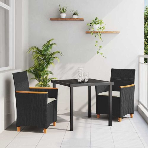 Комплект за хранене в градината 3 pcs Черно полиратан