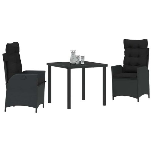 Комплект за хранене в градината 3 pcs Черно полиратан