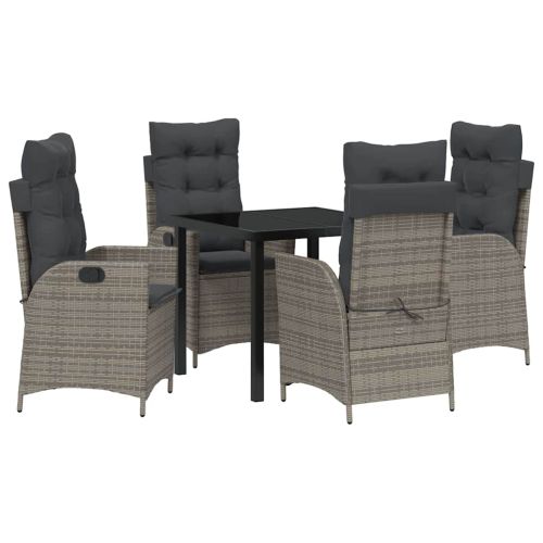 Комплект за хранене в градината 5 pcs Сив полиратан