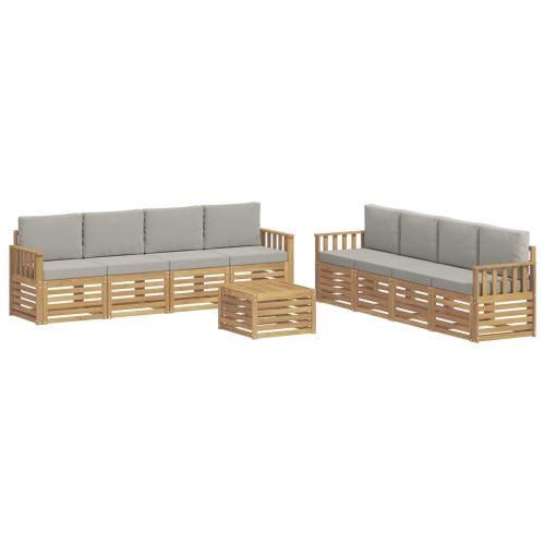 Комплект дивани за открито 9 pcs Бяло и светлосиво