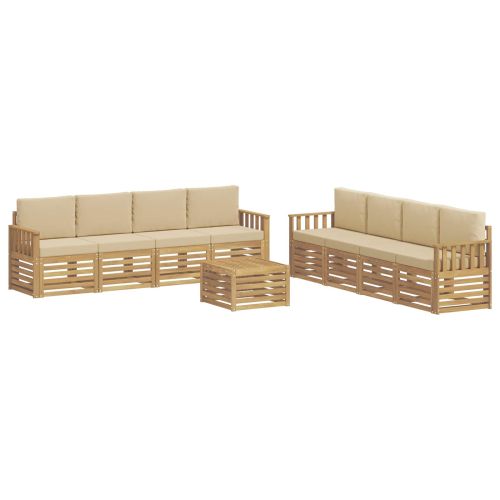 Комплект дивани за открито 9 pcs Бяло и Бежово 59 x 59 x 37 см