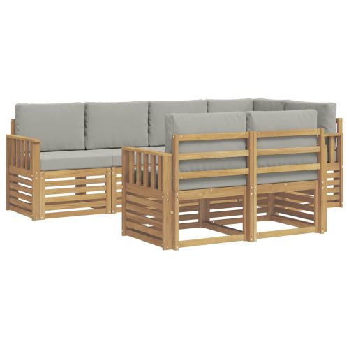 Комплект дивани за открито 7 pcs Бяло и светлосиво