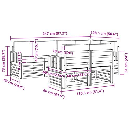 Комплект дивани за открито 7 pcs Бяло и светлосиво