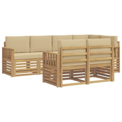 Комплект дивани за открито 7 pcs Бяло и Бежово
